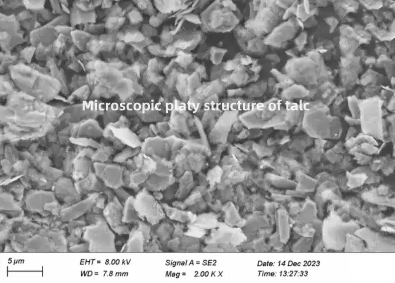 Estrutura microscópica em placas do talco